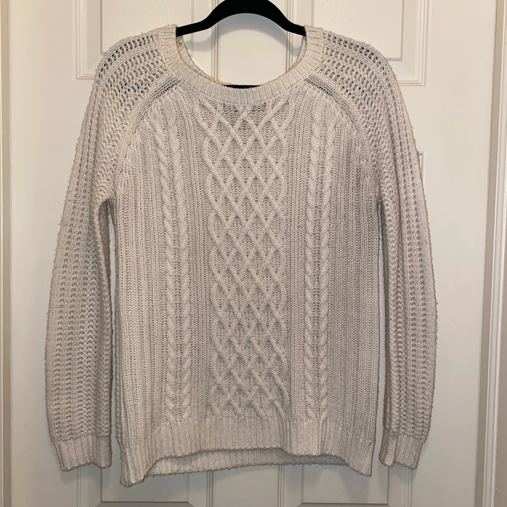 Forever 21 White Oversized Cable Knit Sweater